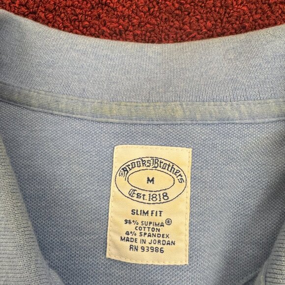 Brooks Brothers Polo Shirt Mens Size M Slim Fit Blue Gray Logo Embroidered - Picture 6 of 7